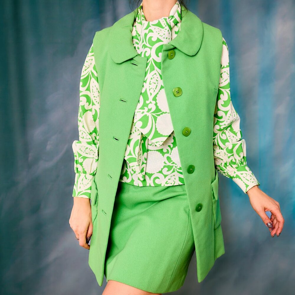 Vintage 60's Emerald Green Three Piece Suit Set